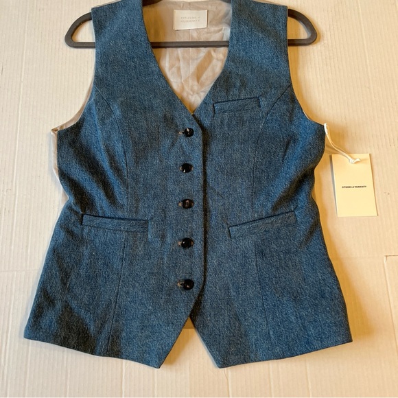 Citizens of Humanity Jasmin Long Vest Normandie Blue MSRP $298 NWT - Picture 7 of 14